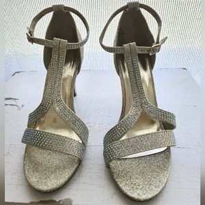 High heels Silver Slipper gold sparkles